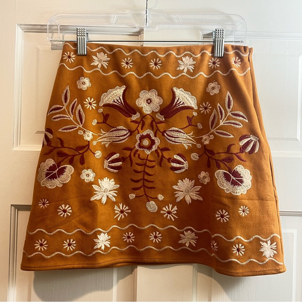 Francescas's Brown Embroidered Skirt